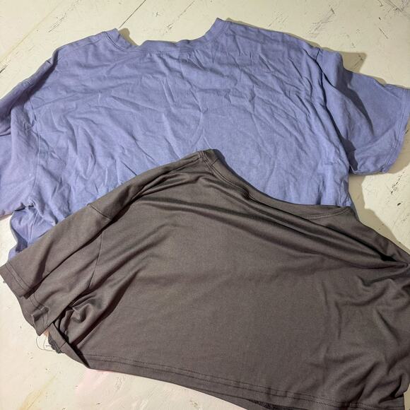 2 Pack Bundle Athleisure Graphic Tees Roller Derby Blue Brooklyn Cropped Black - Picture 2 of 5